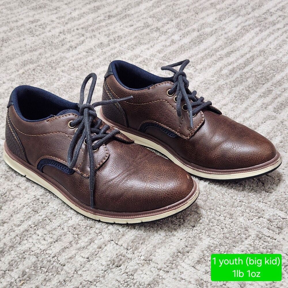 Mix No. 6 boy's youth Cole oxford dress shoes brown blue size 1